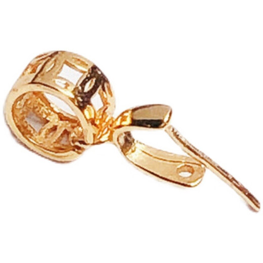 DL 1998 Fat Donglai same style 18k gold universal buckle head 925 silver oblique hole Buddha Jade Jade Pendant high-end necklace rope card yellow l gold