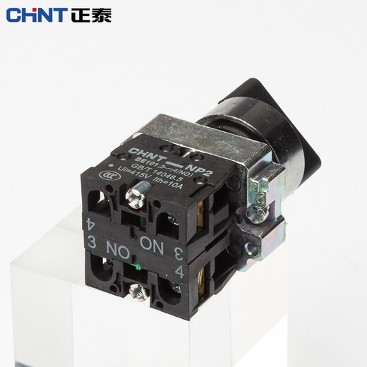 Chint (CHNT) push button switch NP2 series self-reset push-type knob flat knob rotation emergency stop self-locking control mushroom head NP2-BE101 knob BD53 three-position self-reset two normally open