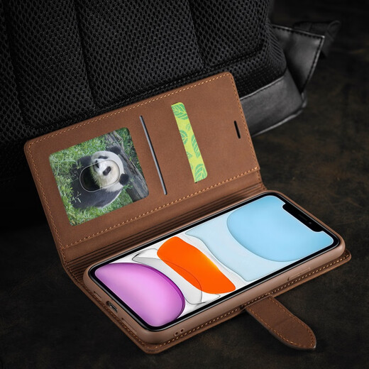 
Suitable for iPhone13 wallet leather case 8Plus mobile phone case skin feeling protective case card Apple 11Pro leather case black iPhone 12 5.4