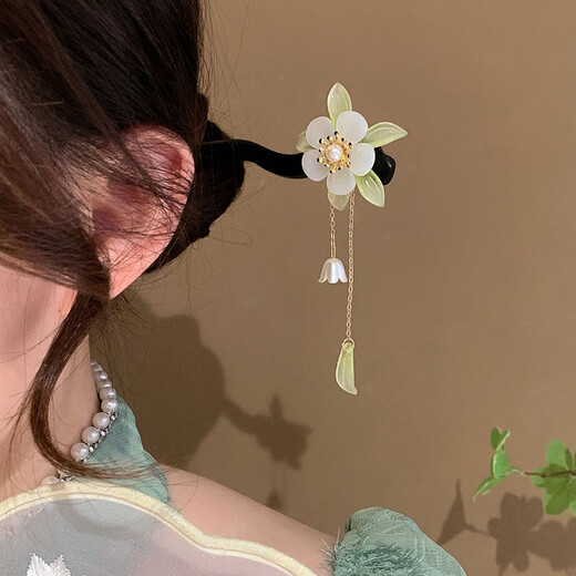Bai Qixin ancient style hairpin magnolia tassel step shake new Chinese style Chinese style updo wooden hairpin hairpin Hanfu accessories orchid tassel hairpin