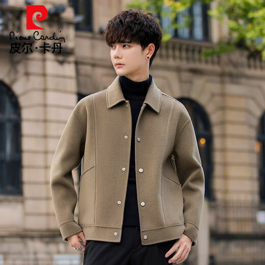 
Piercardan's new winter wool double-sided tweed coat coat for men's autumn and winter thickened short lapel coat casual black S
