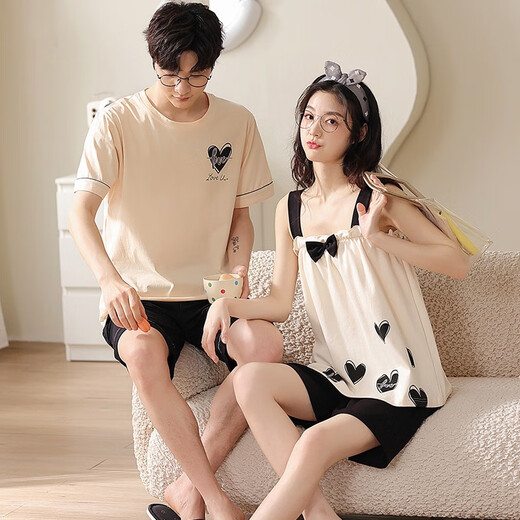 Daizixin 2 ensembles de pyjamas de couple pour les bretelles d'été pour femmes, ensemble en deux pièces de coton pur