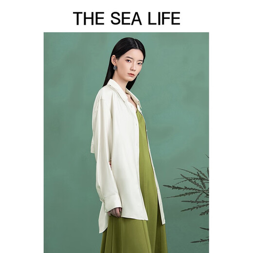 The Sea Life OU Hai Yisheng Ice Silk Shirt Women's Automne Back Hollow Design Acetate Tabill