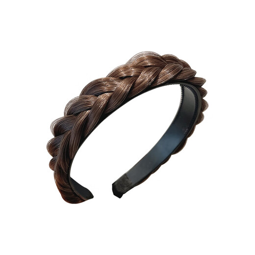Yang Zi's same braided wig headband for women with high skull and fishbone braided one-piece headband, temperament hairpin headdress, black