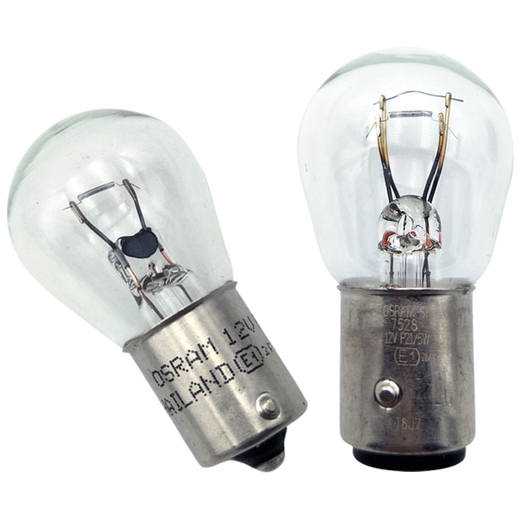 OSRAM 12V Bulbo de freno Bulbo de reverso de la placa de reverencia Luz de ancho de ancho Single y Double Silk Limilb [P21/4W] Doble seda alta y pies altos (7225/12594) Matriota