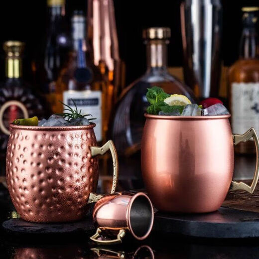 Gong Shengyao Hammer Dot Copper Cup Moscow Mule Cup Moscowmule Stainless Steel Cocktail Metal Wine Glass Bar Cup Rose Gold Hammer Dot Cup 530ml