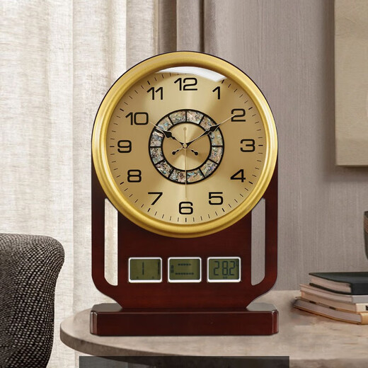 Zhizhen 2025 New Chinese Style Perpetual Calendar Table Clock Desktop Clock Household Clock Desktop Clock Ornament Bedside Clock 278 Metal Dial-Brand Movement