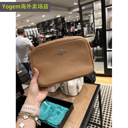 蔻驰（COACH）木木北奥莱24新JAMIE椭圆牛皮斜跨女款相机包 19. C9926 深棕老花红拼 MINI