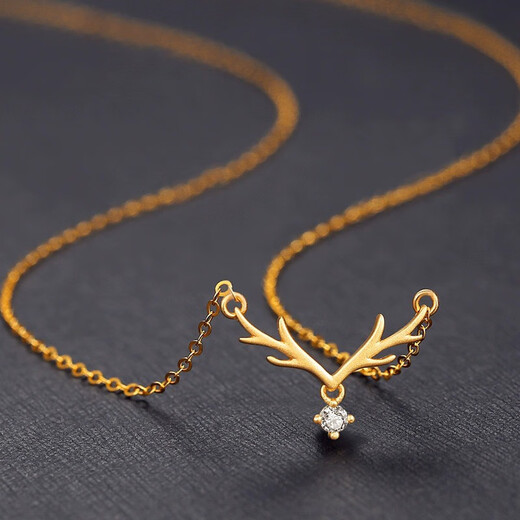 RHM Yulu Has You 18K Gold Diamond Necklace Female Gold Pendant Premium Clavicle Chain Birthday Chinese Valentine's Day Gift for Girlfriend 18K Gold Yulu Has You Diamond Necklace + Certificate