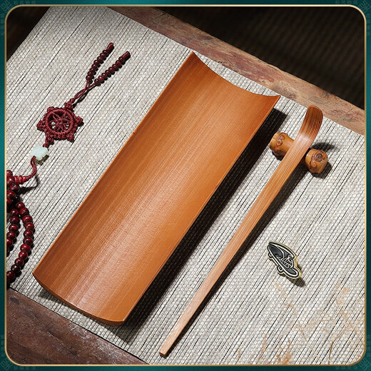 Pine Fengwuming Bamboo Tea Appreciation Tea Lotus Tea Clip Three-piece Set Tea Set Accessories Sauce Tea Pour Tea Pick Tea Leaf Spoon Kungfu Tea Ceremony Nanzhu-square-tea+tea pick+round shelf 180x60mm