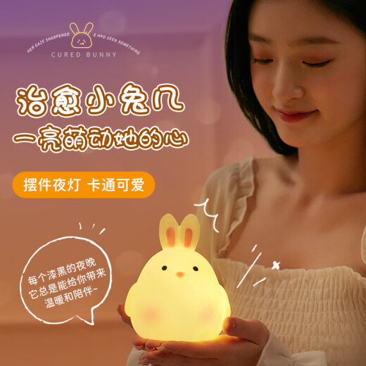 Duofan Rabbit Night Light Bedside Lamp Birthday Gift 520 Valentine's Day Girls Ornament Adult Practical Heart-warming Gift