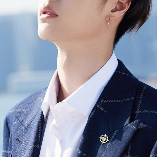 Mengkeduo six-pointed star brooch men's suit high-end business niche ins trend shirt sweater jacket corsage women's accessories six-pointed star brooch 2 pieces silver + gold