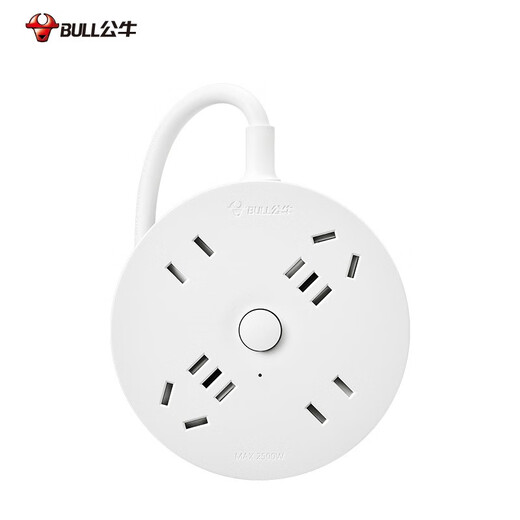 Bullen (Bullen) Sockel/Kreisreihe mit Kinderschutztür/neuer nationaler Standard-/Reiheneinsatz/Stecker/Stecker/Steckerplattendrahtspeicher [2 zwei Löcher + 2 fünf Löcher + 1,8 Meter] Elfenbeinweiß weiß