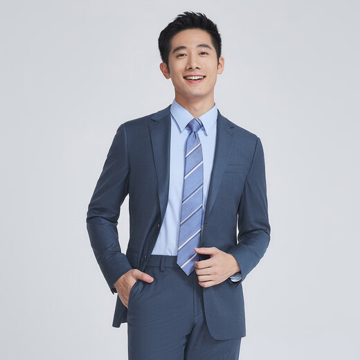 雅戈尔（YOUNGOR）套西上衣男662款两粒单排扣标准版商务西服羊毛新品商场同款 蓝灰 2XL 185/108A