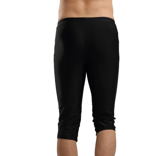 Zailou men's three-quarter swimming trunks quick-drying split knee-length flat-angle hot spring surfing slimming swimming training YP cropped swimming trunks + swimming cap + swimming goggles + earplugs and nose clip + L L