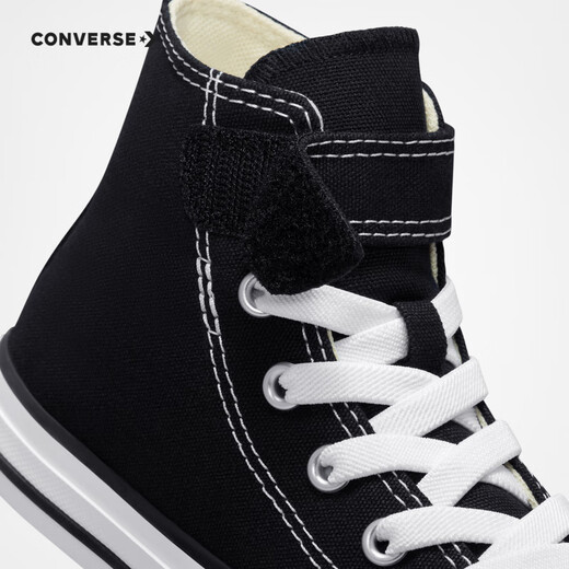 Converse children's shoes for boys and girls high-top canvas shoes ALL STAR classic children's Velcro all-match casual shoes black 35 recommended foot length 22cm