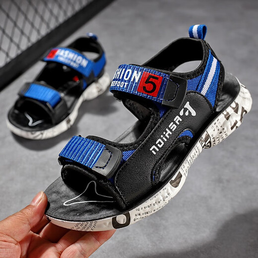 Xuan Tu Shi children's shoes boys sandals summer new children's shoes medium and large children soft bottom breathable children's sandals beach shoes boys 2309 green 30 size