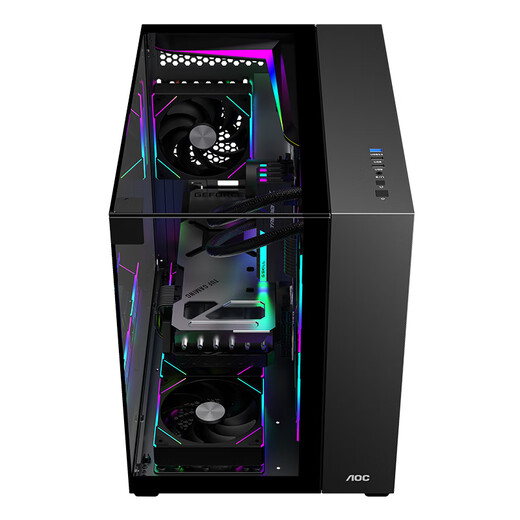 AOC星海CG399M黑色 游戏电脑海景房机箱 3D立体全景/三面玻璃/快拆设计/支持M-ATX主板/240水冷位