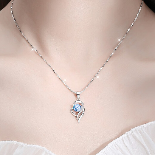 MZMZ I have you in my heart platinum necklace for women pt950 platinum clavicle moissanite diamond birthday anniversary gift for girlfriend Eleven warehouse straight hair/same day delivery light luxury style-set with heart of the ocean topaz