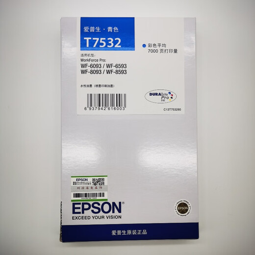 Epson Original EPSON T7531 Schwarzer Tintenpatrone T753 Farbe anwendbar: WF-6093/6593/8093/8593 T7532 Cyan Ink Patrone/Include-Rechnung