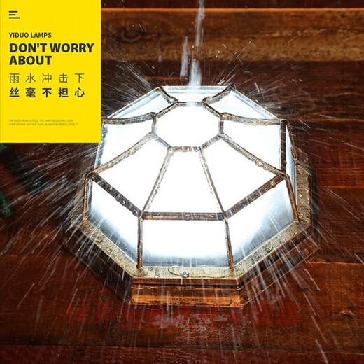 别墅大门口灯大门户外室外阳台入户门口过道走廊吸顶灯欧式复古防水防潮八角灯LED 升级版小号古铜色12W暧光