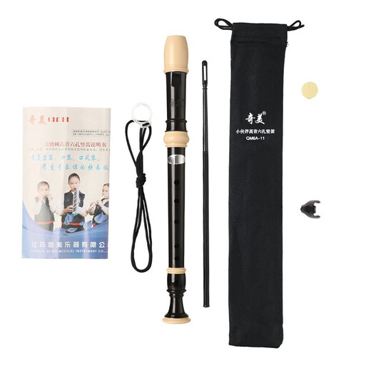奇美 竖笛8孔高音德式c调儿童中小学生教学6孔竖笛巴洛克笛子吹奏乐器 黑色小伙伴6孔