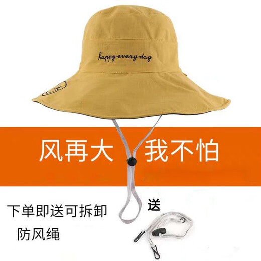 炫世柠檬帽子女韩版潮双面渔夫帽女薄款夏季遮阳帽ins 百搭防晒大帽檐 焦糖+米色 双面戴笑脸大檐帽 M (56-58cm)