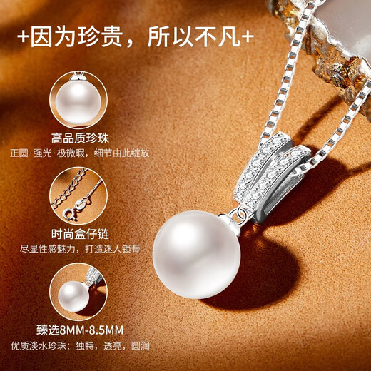 AHK Freshwater Pearl Silver Necklace Women's Young Pendant Mother's Day Birthday Gift for Girlfriend and Wife High Quality Pearl Pearl Necklace