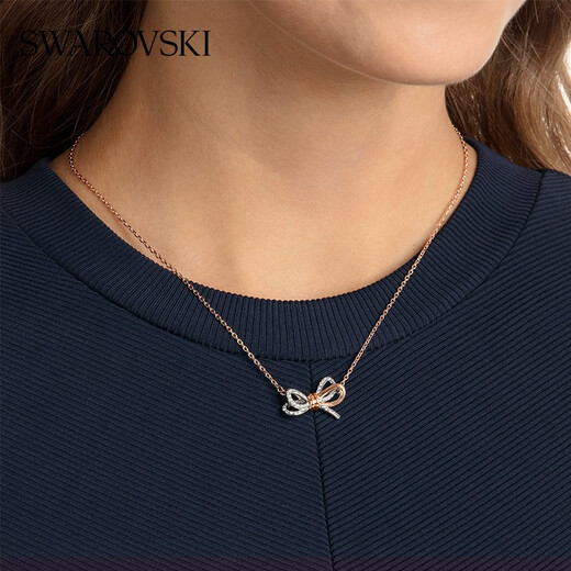 Swarovski (SWAROVSKI) Lifelong Bow Necklace Women's Bow Pendant Gift to Girlfriend Light Luxury Girl White 5440636