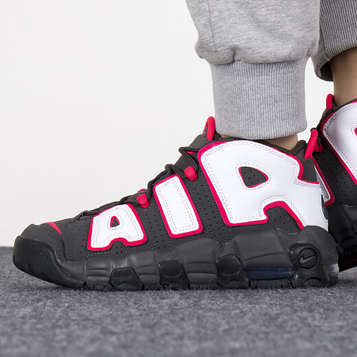 Nike (Nike) Zapatos para mujeres 2025 Summer NUEVO AIR MÁS UPTempo Pippen Shock-Showbing Basketball Zapatos deportivos para niños grandes y zapatos casuales DH9719-200 Negro, blanco y rojo 37.5