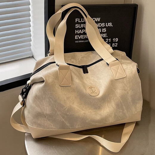 尔山集短途旅行包女时尚手提大容量轻便行李袋外出收纳包出差便携行李包 旅行包【米白色】