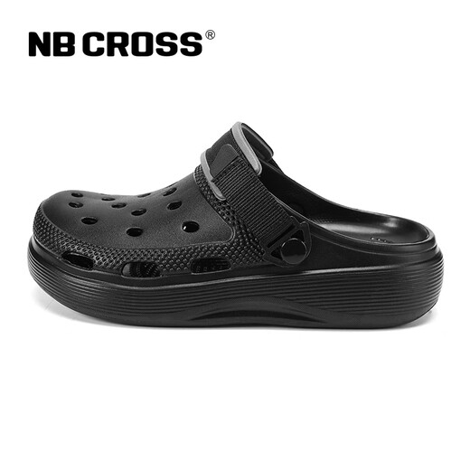 NB CROSS2025新款防滑厚底沙滩洞洞鞋男士运动涉水休闲凉拖鞋 677黑色 40