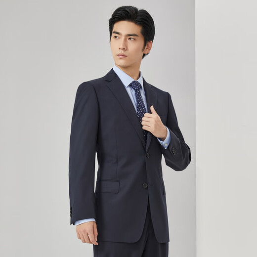 雅戈尔西服男【95%羊毛】平驳头商务外套挺阔不易皱修身易打理商场同款 藏青 M 170/88A