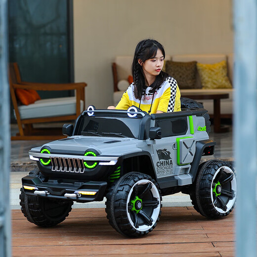 Tank 300 children's electric car four-wheel remote control off-road baby car can sit adults double four-wheel drive child car white 10A lead-acid battery + hard seat four-wheel drive