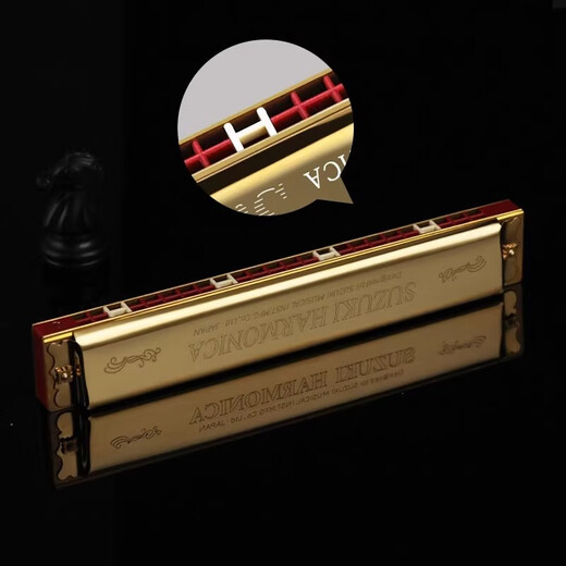 Bainuo Suzuki importiert Suzuki Harmonica 24-Loch Polyphonische C-Tune Professionelle Musikinstrument auf Leistungsebene für Anfänger für Erwachsene 24-Loch Polyphonische F-Tune Silber