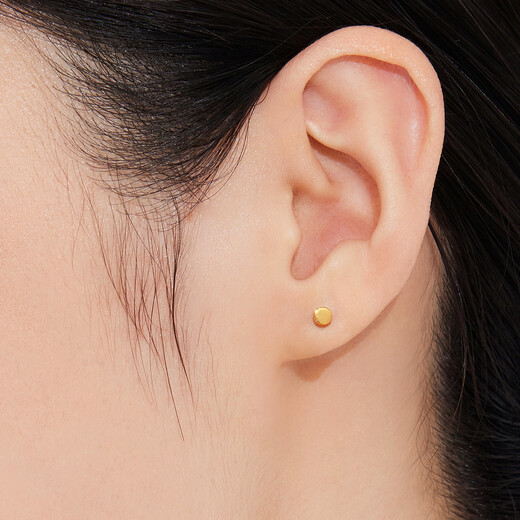 Lukfook Jewelry Gold Stud Earrings Geometric Round Bubble Studs Solid Solid Gold Earrings Price Approximately 1.02g