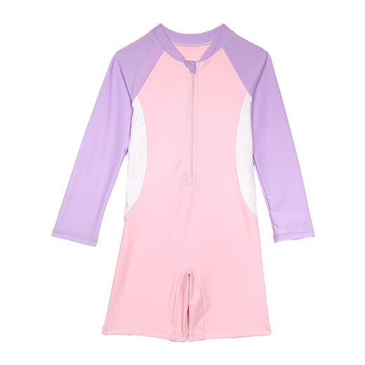 Xishiwei children's swimsuit girls new sun protection quick-drying long-sleeved one-piece beach vacation sports swimwear for children and girls long-sleeved one-piece swimsuit 140 recommended height 125-135CM