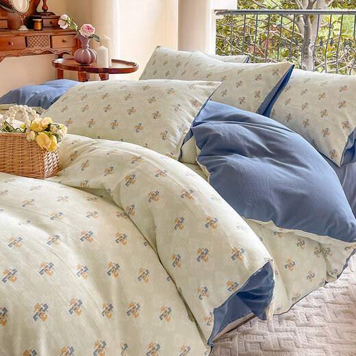 青九紡 庄杰a类双层纱四件套南通床上用品2.0m床单款下单备注颜色款式