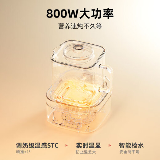 BASSENS small square stew all-glass health kettle 1.2L non-glue teapot large capacity health kettle electric kettle BS-D2 max