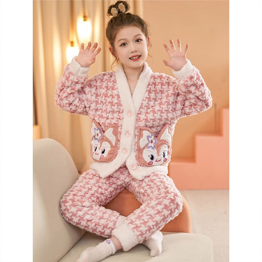 Yuan nationality Kapibala girls pajamas 2024 new coral velvet thickened children girls autumn and winter flannel home clothing LDE6621 Kapibala M code [155-160CM Weight 80-100
