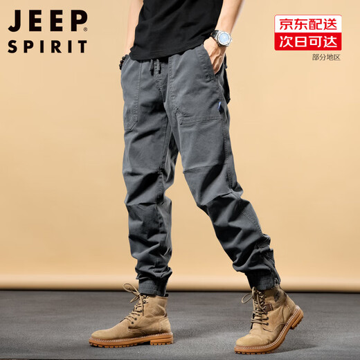 JEEP SPIRIT休闲裤男工装春秋季男士高街复古百搭束脚长裤运动大码胖子易打理 MQF679黑色 30