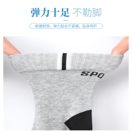 Langsha 10 pairs of socks men's spring and summer white sports cotton socks men's mid-tube socks sweat-absorbent and casual stockings trend
