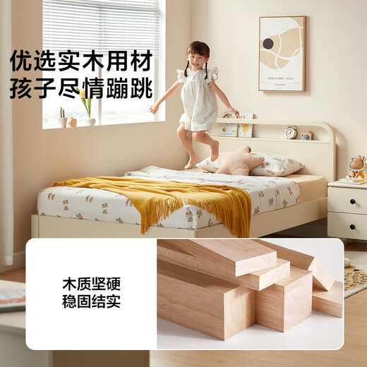 Lin's Home Bed Children's Bed Boy Feet Feet Feet Feet Children Girl Bed Princess Camino Un solo Muebles para la habitación de los niños Nordic KN4A [Lotus White] Cama para niños + colchón 1050 mm*2000 mm