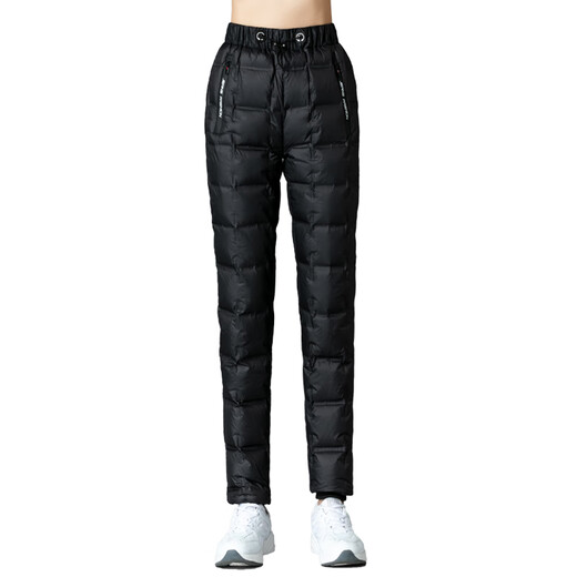 Yalu 2025 Winter New Down Pants Women's Outerwear Slimming Plus Velvet Thickened Casual White Duck Down Warm Cotton Pants Women 3460 Black L (Recommended 105-115 Jin Jin equals 0.5 kg)