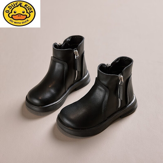 G.Duckkids Girls Stiefel 2024 Herbst Single Stiefel echte Leder Little Girl Prinzessin Kinder Martin Stiefel weiche Sohle Plüschbabystiefel Beige Single Größe 33 Größe Innere Länge ca. 20,8 cm