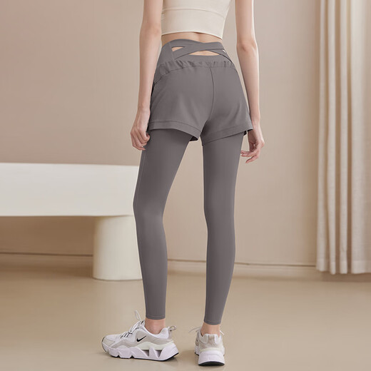 Lululomddw2024 neuer Stil Wearable Fitnesshose für Herbst- und Winterurlaub zweiteilige Sport-Yogamosen für Frauen, die Fitness-Trainingskleidung grau leiten