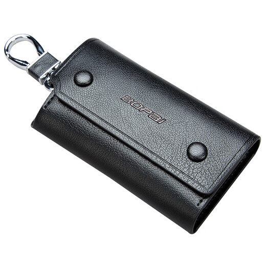 Bo brand key bag men's cow split leather waist key chain multifunctional car key bag black