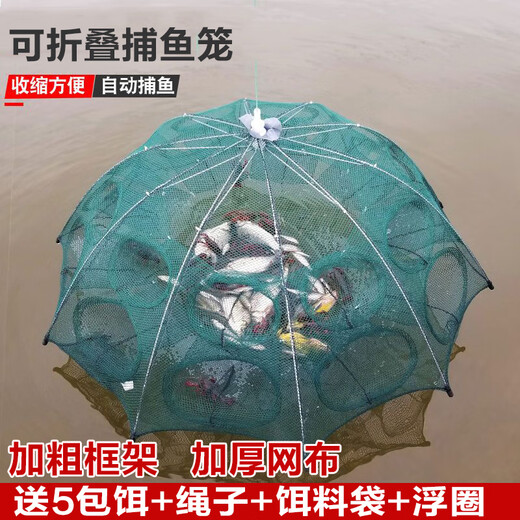 Jingpin fish and shrimp cage, ground cage, lobster cage, ground arowana cage, fishing net, fishing cage, shrimp cage, eel cage, 8-hole umbrella + gift + 20 packs of bait (delivered today)