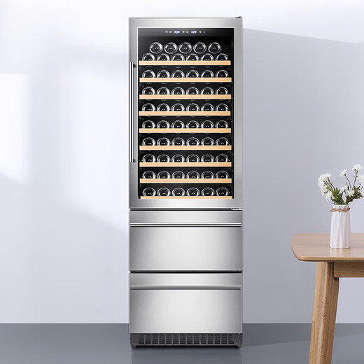 Bacchus red wine cabinet embedded constant temperature household large-capacity storage of foreign wine whiskey sparkling wine wine cabinet European style three-door high-end luxury villa living room wine cellar YC-510 silver-air-cooled and frost-free