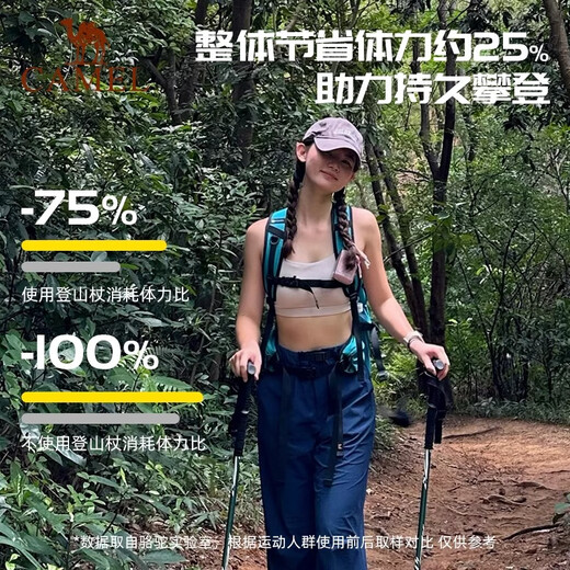 骆驼（CAMEL）登山杖全碳素轻便伸缩拐杖多功能专业户外防滑男女徒步登山装备 210G 橡木灰 碳铝伸缩 174BABP671 均码